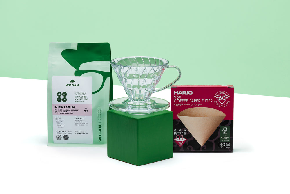 Hario V60 Dripper, V60 Filter Papers and Coffee Bundle