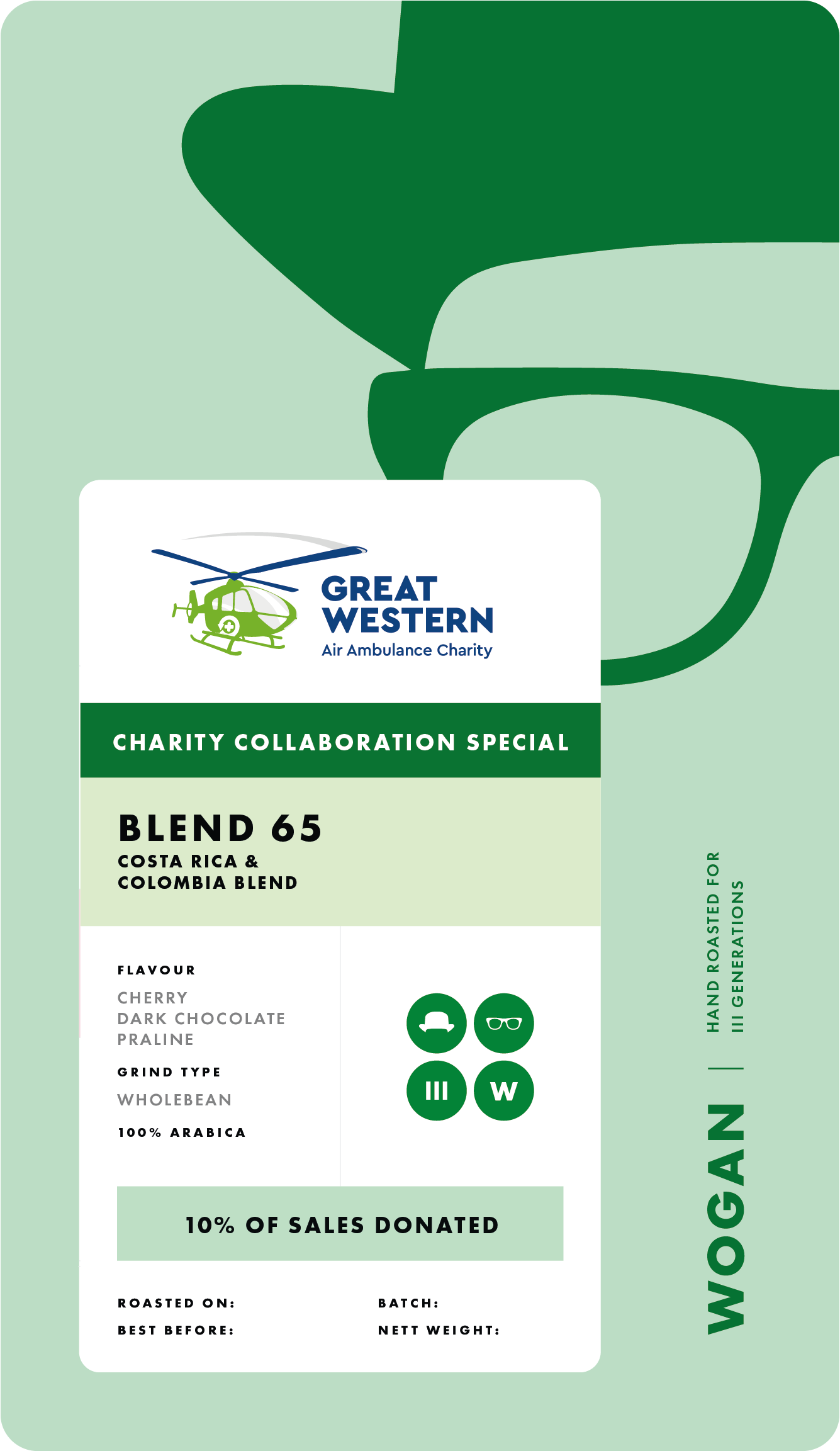 Photo of WOGAN GREAT WESTERN AIR AMBULANCE CHARITY CHERRY ~ DARK CHOCOLATE & PRALINE BLEND | 100% ARABICA