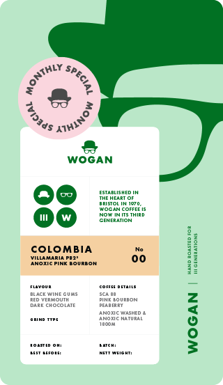 MONTHLY SPECIAL - Colombia, Villamaria PB2², Anoxic Pink Bourbon Peaberry